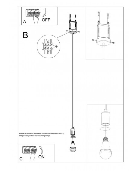 Lampa wisząca EDISON czarna Sollux SL.0152