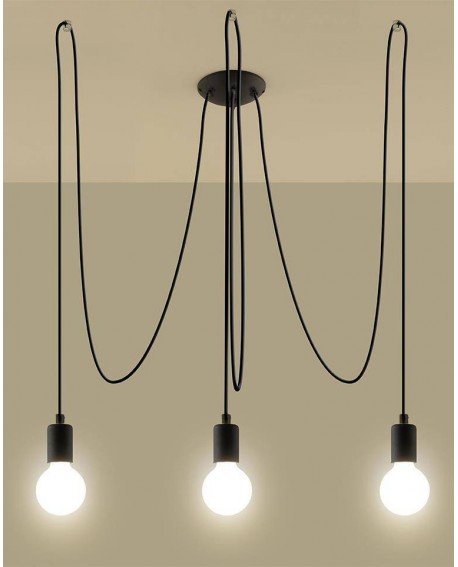 Żyrandol EDISON 3 czarny Sollux SL.0370