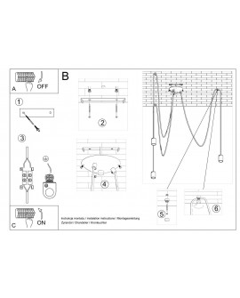 Żyrandol EDISON 3 czarny Sollux SL.0370