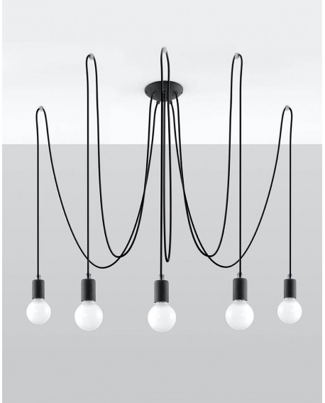 Żyrandol EDISON 5 czarny Sollux SL.0371