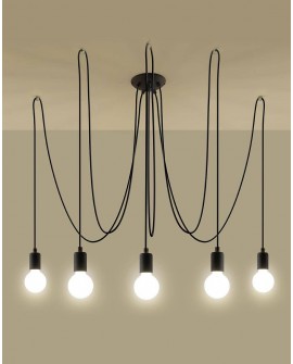 Żyrandol EDISON 5 czarny Sollux SL.0371