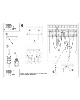 Żyrandol EDISON 5 czarny Sollux SL.0371