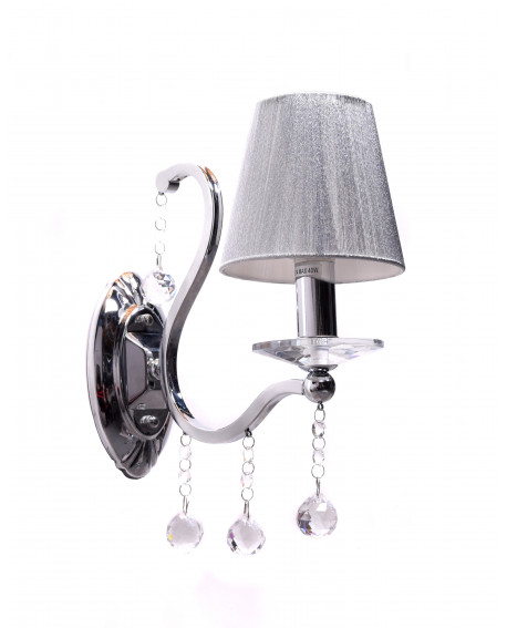 LAMPA ŚCIENNA KINKIET KRYSZTAŁOWY SREBRNY BELLISICA W1