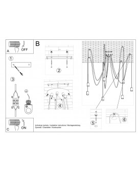 Żyrandol EDISON 7 czarny Sollux SL.0372