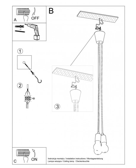 Lampa wisząca DIEGO 3 biała Sollux SL.0570