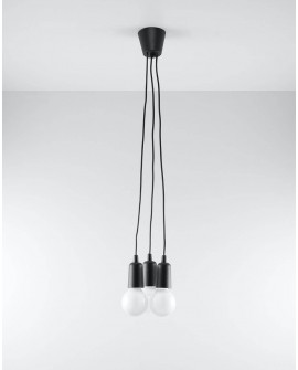 Lampa wisząca DIEGO 3 czarna Sollux SL.0573