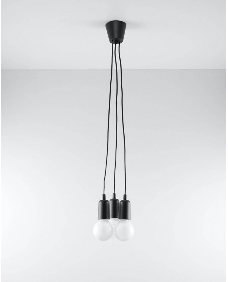 Lampa wisząca DIEGO 3 czarna Sollux SL.0573