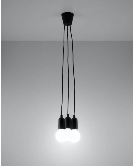 Lampa wisząca DIEGO 3 czarna Sollux SL.0573