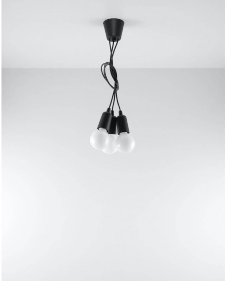 Lampa wisząca DIEGO 3 czarna Sollux SL.0573