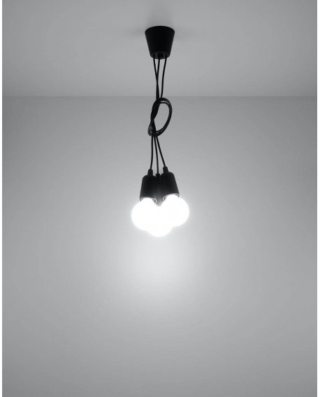 Lampa wisząca DIEGO 3 czarna Sollux SL.0573