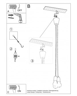 Lampa wisząca DIEGO 3 czarna Sollux SL.0573