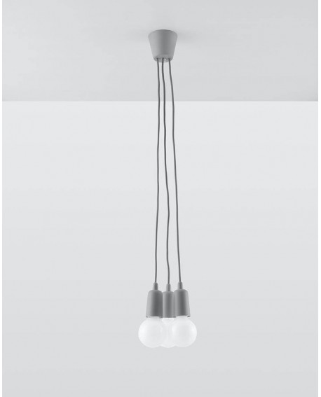 Lampa wisząca DIEGO 3 szara Sollux SL.0576