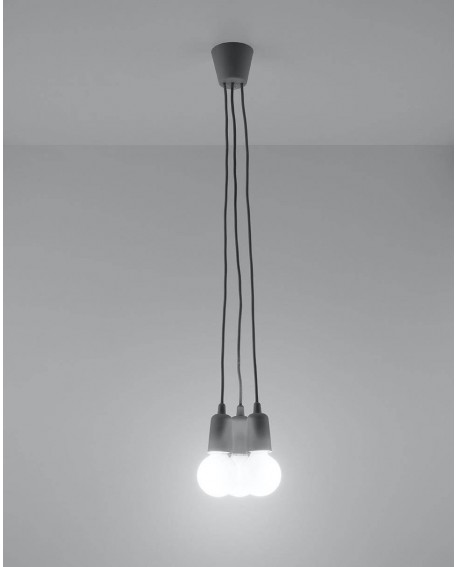 Lampa wisząca DIEGO 3 szara Sollux SL.0576