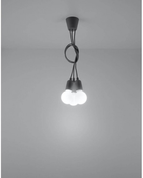 Lampa wisząca DIEGO 3 szara Sollux SL.0576