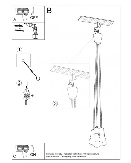 Lampa wisząca DIEGO 5 biała Sollux SL.0571