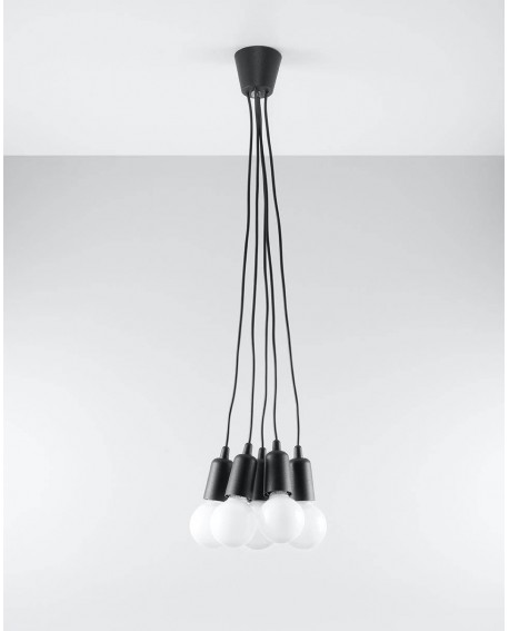 Lampa wisząca DIEGO 5 czarna Sollux SL.0574