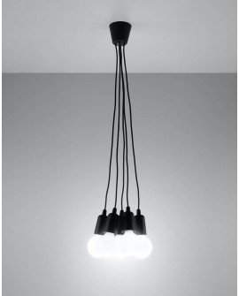 Lampa wisząca DIEGO 5 czarna Sollux SL.0574