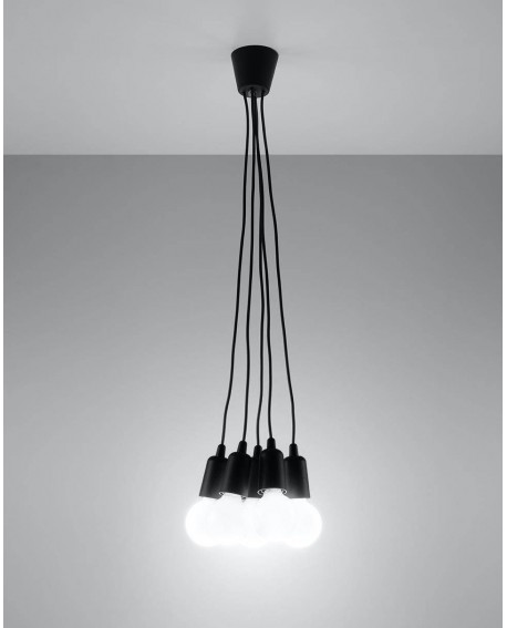 Lampa wisząca DIEGO 5 czarna Sollux SL.0574