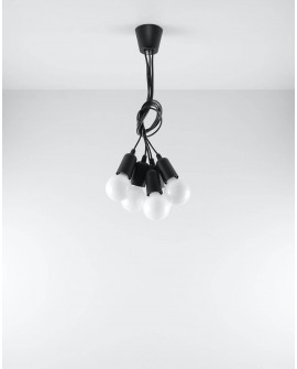 Lampa wisząca DIEGO 5 czarna Sollux SL.0574