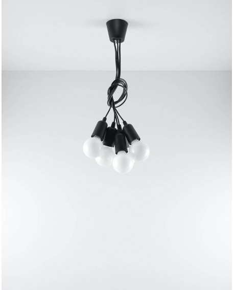 Lampa wisząca DIEGO 5 czarna Sollux SL.0574