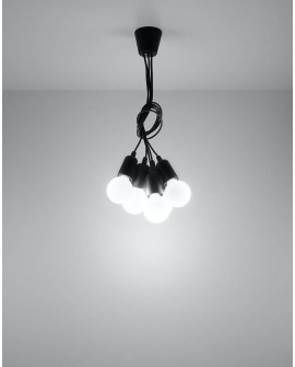 Lampa wisząca DIEGO 5 czarna Sollux SL.0574