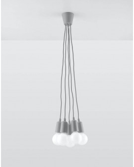 Lampa wisząca DIEGO 5 szara Sollux SL.0577