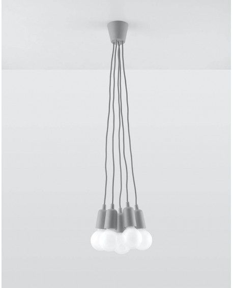 Lampa wisząca DIEGO 5 szara Sollux SL.0577