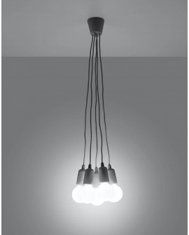 Lampa wisząca DIEGO 5 szara Sollux SL.0577