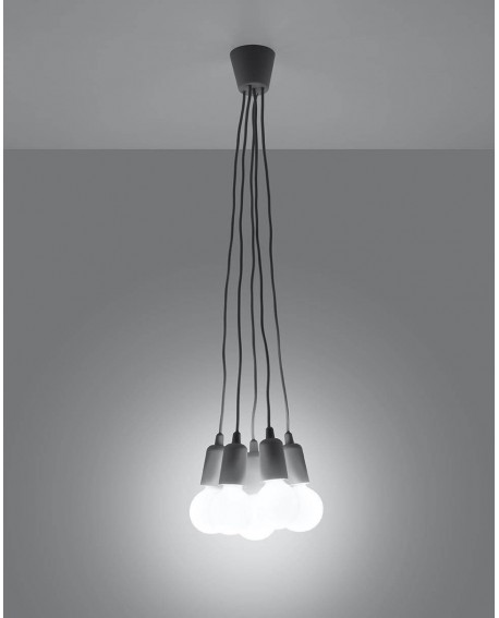 Lampa wisząca DIEGO 5 szara Sollux SL.0577