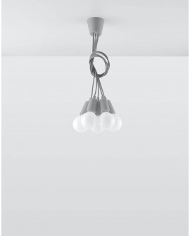 Lampa wisząca DIEGO 5 szara Sollux SL.0577