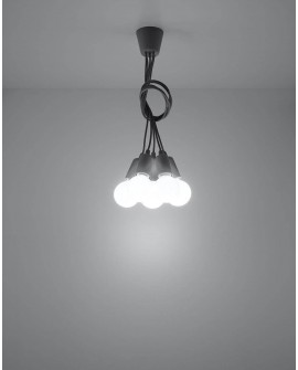 Lampa wisząca DIEGO 5 szara Sollux SL.0577