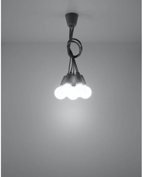 Lampa wisząca DIEGO 5 szara Sollux SL.0577