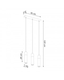 Lampa wisząca ZANE 3 szara Sollux SL.0967