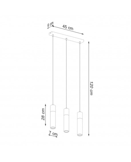 Lampa wisząca ZANE 3 szara Sollux SL.0967