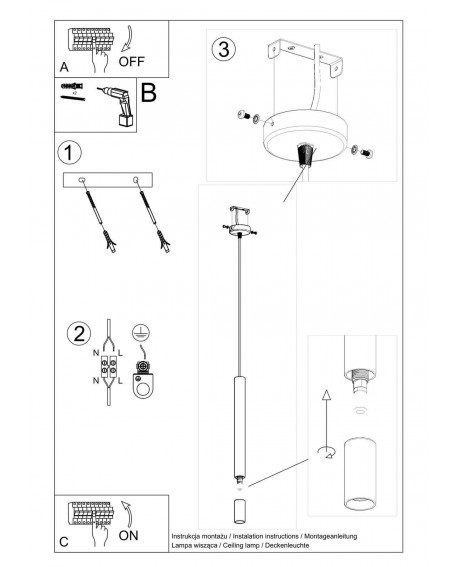 Lampa wisząca WEZYR 1 biała Sollux SL.0957