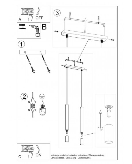 Lampa wisząca WEZYR 2 biała Sollux SL.0958