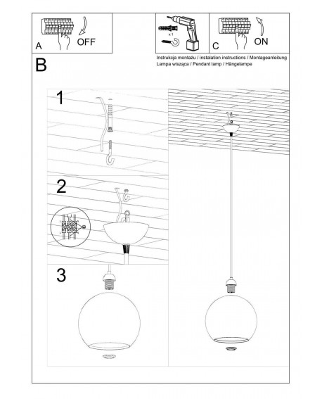 Lampa wisząca BALL szampański Sollux SL.0249