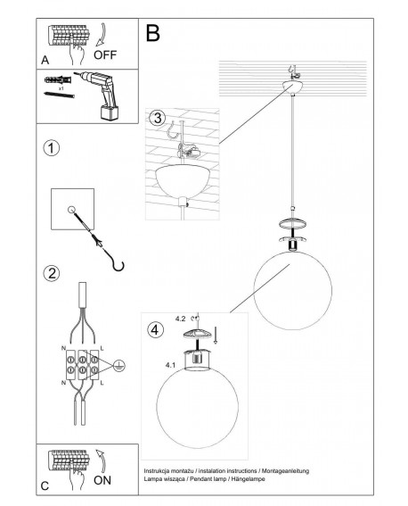 Lampa wisząca UGO 20 złota Sollux SL.0715