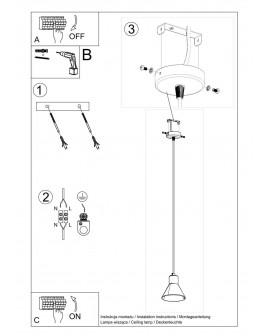 Lampa wisząca TALEJA 1 biała E27 Sollux SL.0983