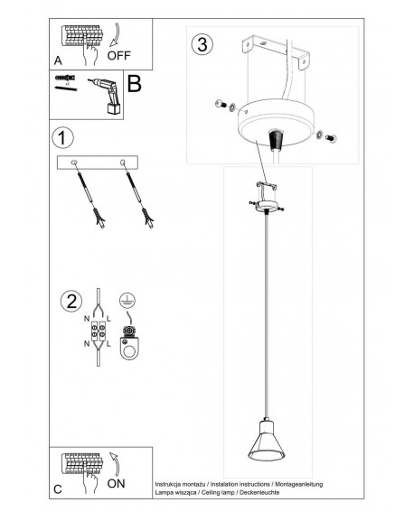 Lampa wisząca TALEJA 1 biała E27 Sollux SL.0983