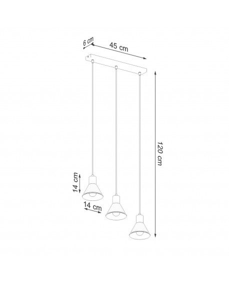 Lampa wisząca TALEJA 3 czarna E27 Sollux SL.0986