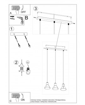 Lampa wisząca TALEJA 3 czarna E27 Sollux SL.0986