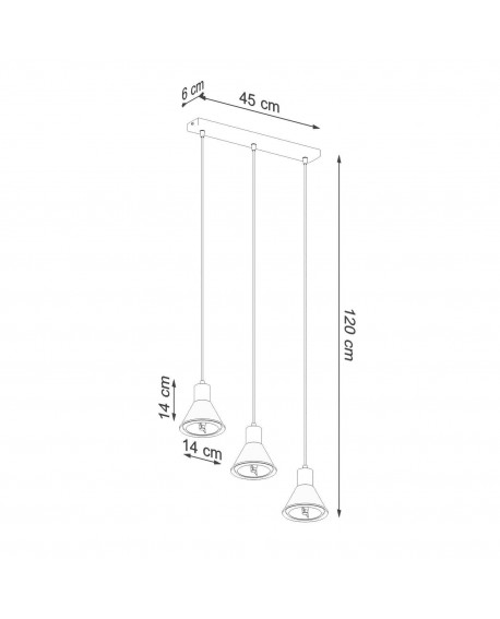 Lampa wisząca TAZILA 3 czarna ES111 Sollux SL.0990