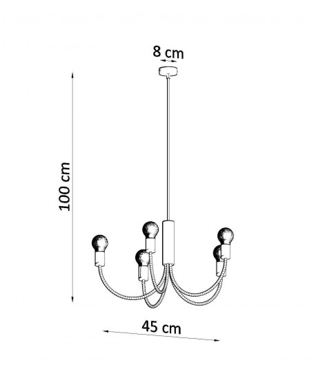 Żyrandol PICCOLO 5 czarny Sollux SL.0855