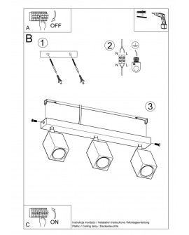 Plafon KEKE 3 dąb Sollux SL.1037