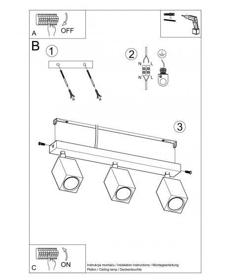 Plafon KEKE 3 dąb Sollux SL.1037