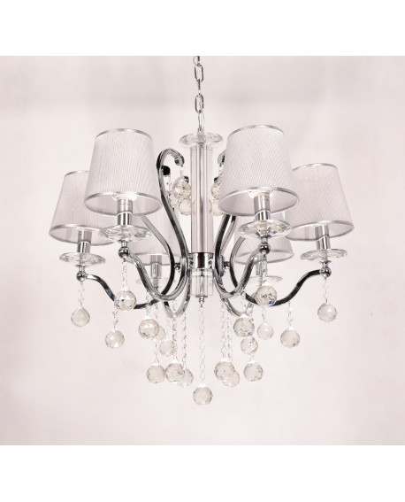 KLASYCZNY ŻYRANDOL KRYSZTAŁOWY SREBRNA BELLISICA W6