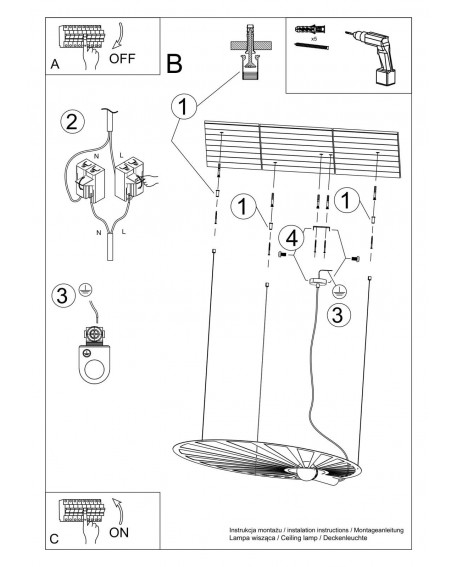 Lampa wisząca LEHDET złota Sollux TH.001ZL