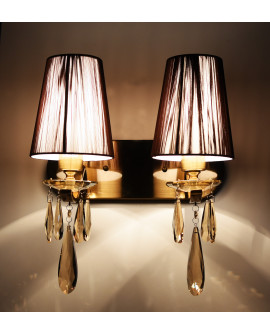 LAMPA ŚCIENNA KINKIET KRYSZTAŁOWY MOSIĘŻNY ALESSIA W2