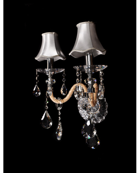 LAMPA ŚCIENNA KINKIET KRYSZTAŁOWY SREBRNY DENICA W2